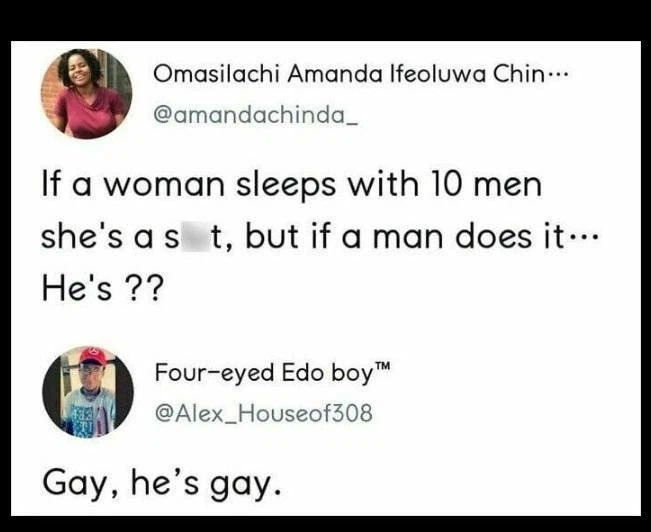 여자가 여러남자랑 자면 걸레고 남자가 그러면?